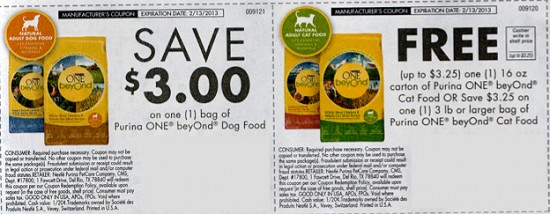 FREE Purina ONE beyOnd Cat Food coupon (up to 3.25)