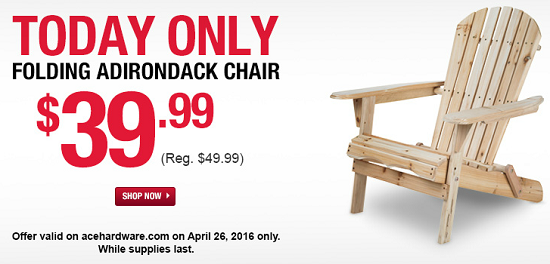 Folding Adirondack Chairs - $39.99 (reg. $49.99) with 