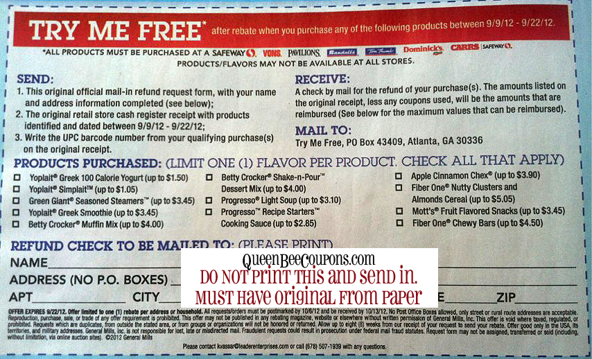 Safeway Try Me FREE Rebate 12 Products Up To 40 Back By Mail
