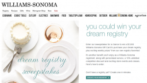 Williams-Sonoma Dream Registry Sweepstakes - Win a $5,000 Williams