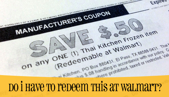Redeemable at Walmart - what this means on coupons.