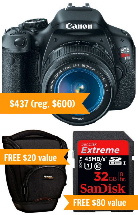 Canon EOS Rebel T3i 18 MP Camera - $437 (reg. $600), plus FREE case