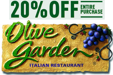 Olive Garden Save 20 Off Your Purchase