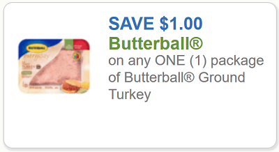 Butterball Coupon - $1 off any one package Butterball Ground Turkey