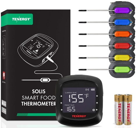 Tenergy BBQ Digital LCD Meat Thermometer APP Controlled Bluetooth With 6 Probes